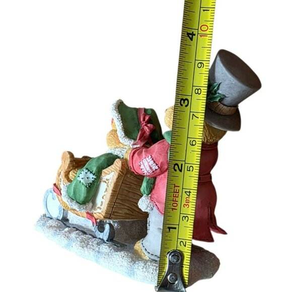 1997 Enesco Cherished Teddies Winter Sled Snow Lindsey Lyndon Holiday Figurine - Picture 10 of 11